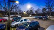 Ledon-Solarleuchte Lediva auf dem ZF-Parkplatz in Schweinfurt.