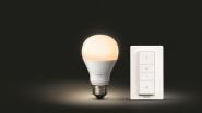 Hue Wireless Dimming Kit von Philips mit Lampe und Funkdimmer. Foto Philips.
